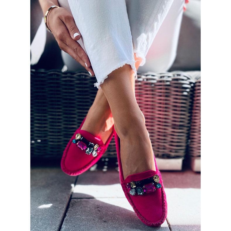 Mocasín con piedras Megara Fucsia rosa 2