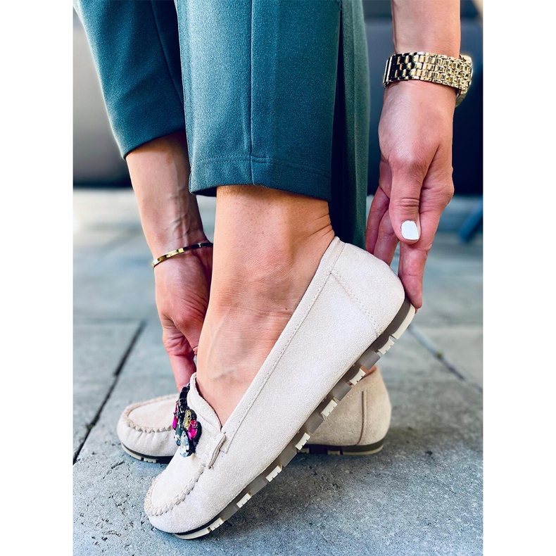 Mocasines con piedras Megara Beige 1
