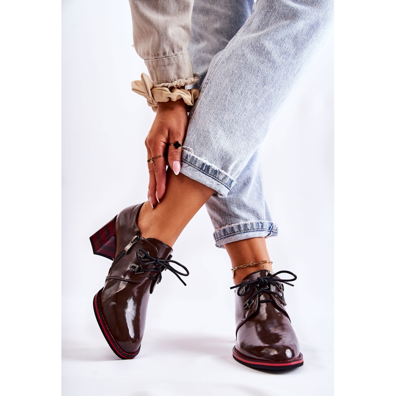 S.Barski Zapatos Con Cremallera Marrón y Rojo Laurosa 2