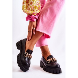 PS1 Zapatos De Piel Con Cadena Decorativa Carmín Negro 2