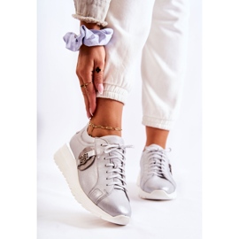 Zapatos Deportivos De Cuero Con Cuña Maciejka 05492-11 Plata 1 Zapatos Deportivos De Cuero Con Cuña Maciejka 05492-11 Plata 1