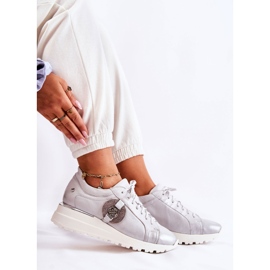 Zapatos Deportivos De Cuero Con Cuña Maciejka 05492-11 Plata 4