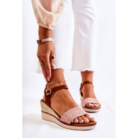PE1 Sandalias Cuña Tenerife Trenzas Rosa beige marrón rosado 1