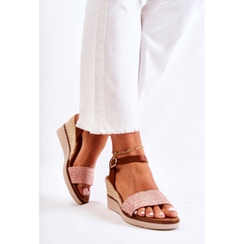 PE1 Sandalias Cuña Tenerife Trenzas Rosa beige marrón rosado 3
