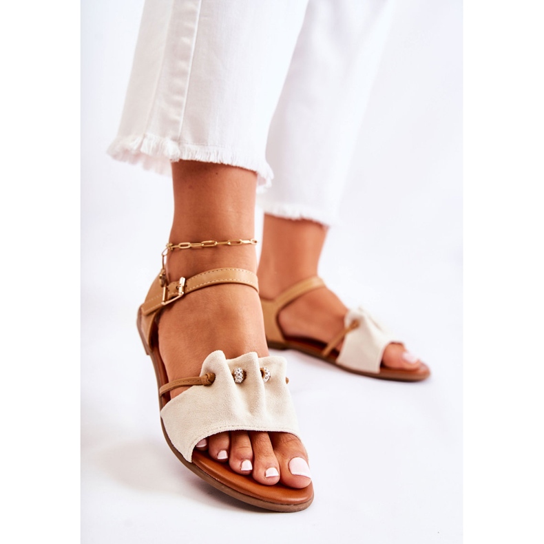 PE1 Sandalias Elegantes Ante Lentejuelas Beige Vitoria marrón 1