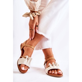 PE1 Sandalias Elegantes Ante Lentejuelas Beige Vitoria marrón 2
