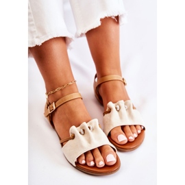 PE1 Sandalias Elegantes Ante Lentejuelas Beige Vitoria marrón 5