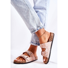 PE1 Pantuflas De Mujer En Corcho Con Hebillas Oro Rosa Vivio rosado 3