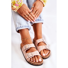 PE1 Pantuflas De Mujer En Corcho Con Hebillas Oro Rosa Vivio rosado 4