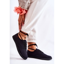 PE1 Zapatillas Clásicas Mujer Atadas Negras Dellis negro 3