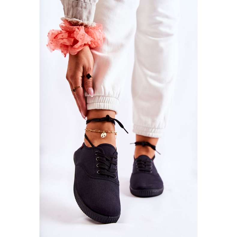 PE1 Zapatillas Clásicas Mujer Atadas Negras Dellis negro 1