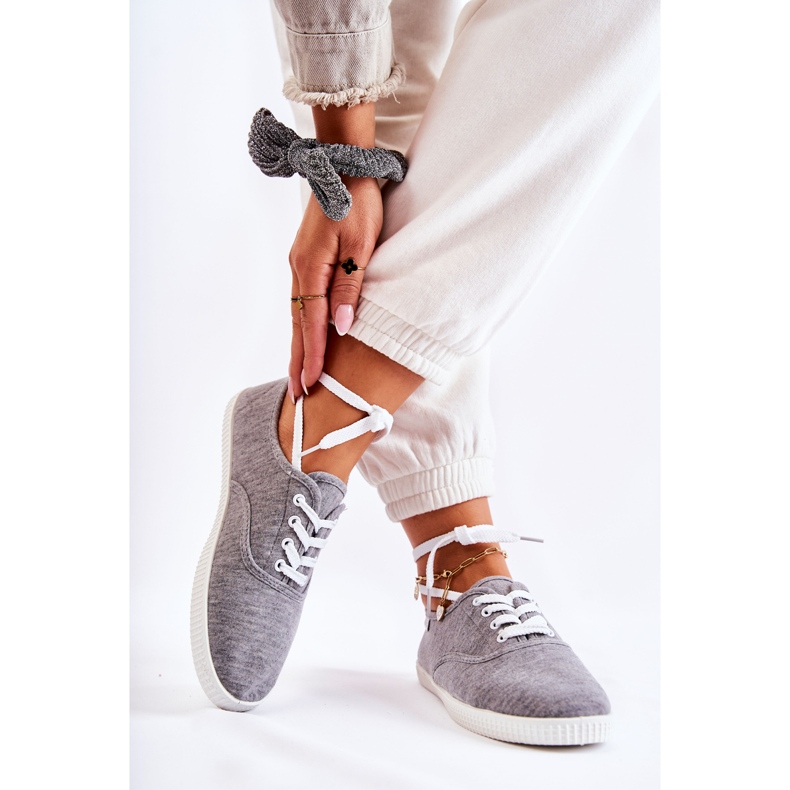 PE1 Zapatillas Clásicas Mujer Atadas Gris Dellis 2