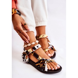 PM1 Sandalias Mujer Con Velcro Negro Caprisa blanco 6