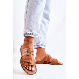 Cómodas Pantuflas De Mujer De Cuero Maciejka 05549-29 Marrón dorado 3