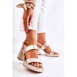 Sandalias de tacón alto de cuero de moda Maciejka 05522-25 dorado 1