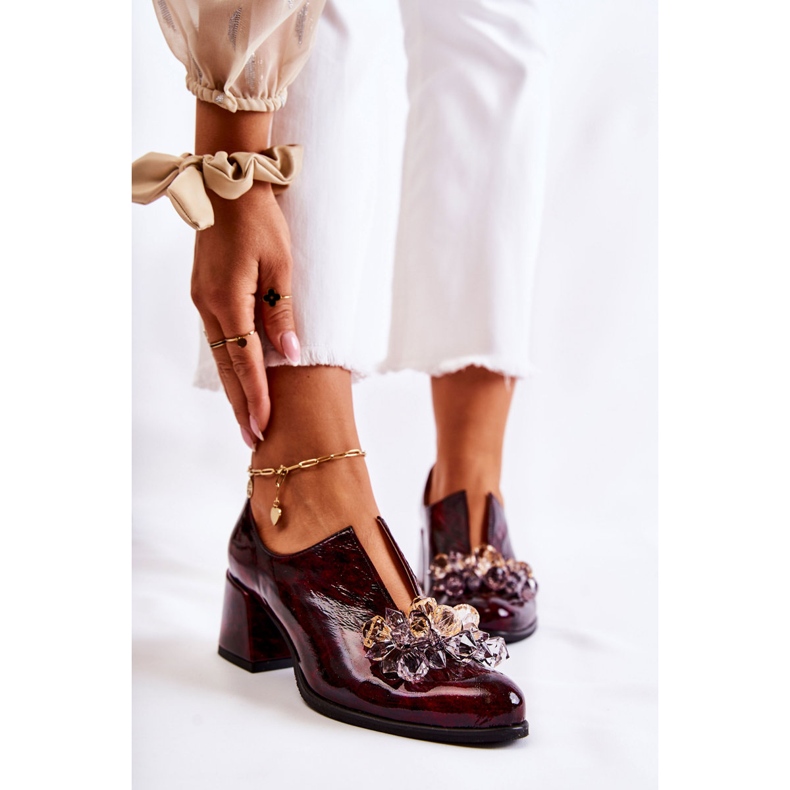 PA2 Zapato Mosaico Piel Adorno Granate Transparente Delaver rojo multicolor 1