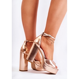 FS1 Sandalias de tacón de moda en oro rosa Besso dorado 3
