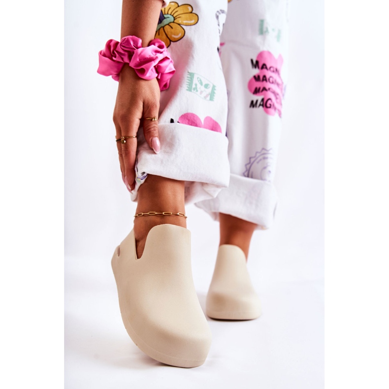 FS1 Zuecos De Goma De Moda Beige Claro Meriko 1