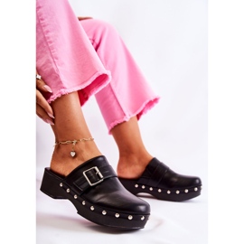 FS1 Pantuflas Mujer Zuecos En Tacón Negro Ivette 4