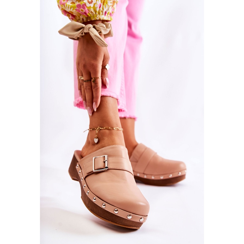 FS1 Pantuflas Mujer Zuecos Con Tacón Beige Ivette 1 FS1 Pantuflas Mujer Zuecos Con Tacón Beige Ivette 1