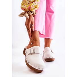 FS1 Pantuflas Mujer Zuecos Tacón Blanco Ivette 1