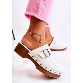 FS1 Pantuflas Mujer Zuecos Tacón Blanco Ivette 4
