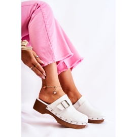FS1 Pantuflas Mujer Zuecos Tacón Blanco Ivette 5