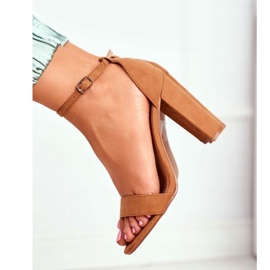 FW1 Sandalias De Mujer Con Tacón Ante Camel Anastasie marrón 3