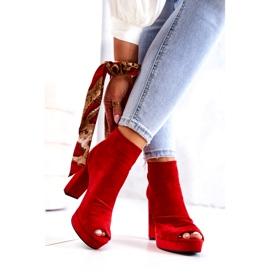 WS1 Botas en una barra Open Toes Red Adore rojo 1 WS1 Botas en una barra Open Toes Red Adore rojo 1