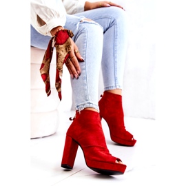 WS1 Botas en una barra Open Toes Red Adore rojo 2 WS1 Botas en una barra Open Toes Red Adore rojo 2