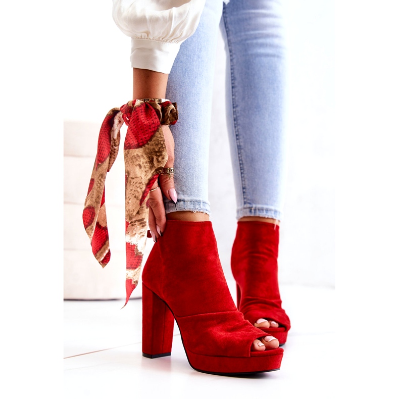 WS1 Botas en una barra Open Toes Red Adore rojo 4 WS1 Botas en una barra Open Toes Red Adore rojo 4