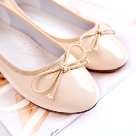 S.Barski Bailarinas infantiles en charol con lazo, beige 2