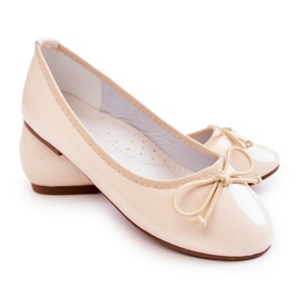 S.Barski Bailarinas infantiles en charol con lazo, beige 4