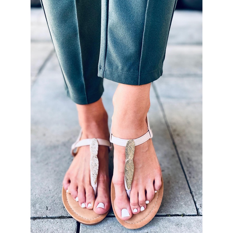 Chanclas Attina Beige dorado 2