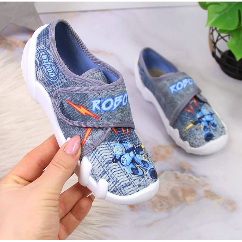 Pantuflas velcro grises para infantil Jr. Befado 1