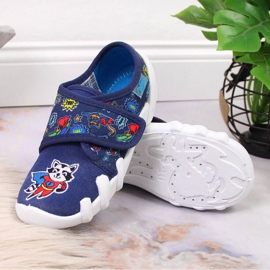 Zapatillas de estar por casa Jr. Befado con velcro azul marino 3