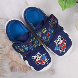 Zapatillas de estar por casa Jr. Befado con velcro azul marino 4