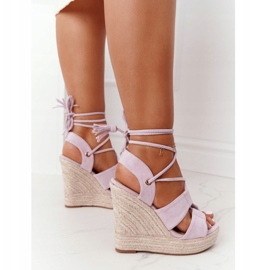 MSMG Sandalias Cuña Atadas Violeta Mallorca púrpura 1