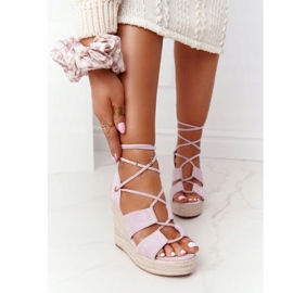 MSMG Sandalias Cuña Atadas Violeta Mallorca púrpura 2