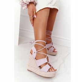 MSMG Sandalias Cuña Atadas Violeta Mallorca púrpura 3
