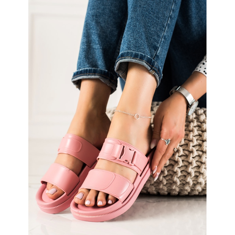 SHELOVET Zapatillas rosas con hebilla rosado 1