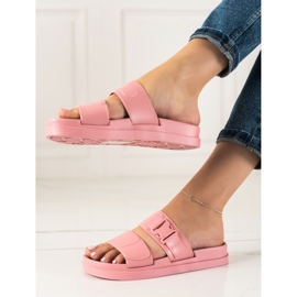 SHELOVET Zapatillas rosas con hebilla rosado 2