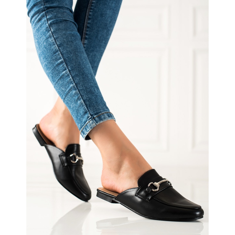 SHELOVET mocasines zapatillas negras negro 1