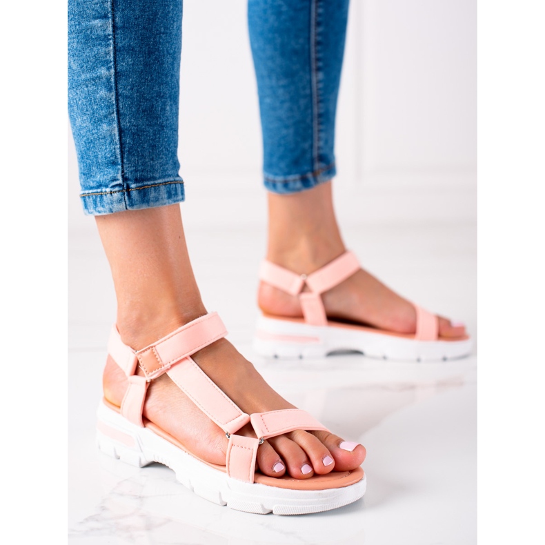 Groto Gogo Sandalias Cómodas Con Velcro rosado 1