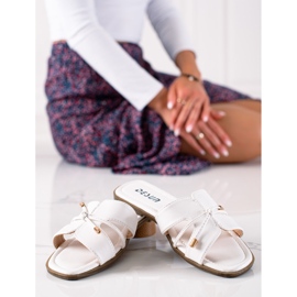 SHELOVET Pantuflas Con Ribete Decorativo blanco 1