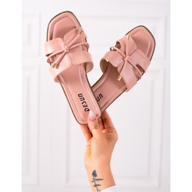 SHELOVET Pantuflas con ribete decorativo rosado 1