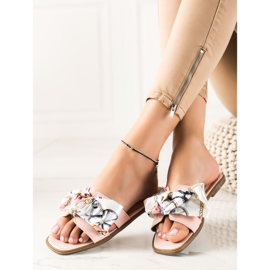 SHELOVET Pantuflas Con Lazo Decorativo rosado 1