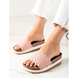 SHELOVET Pantuflas Trenzadas En La Plataforma rosa 1