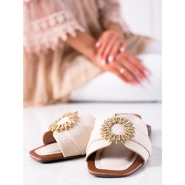 Seastar Pantuflas Con Adorno De Zirconia Cúbica beige 2