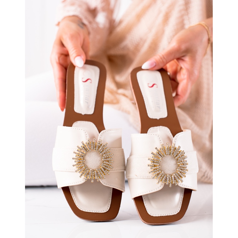 Seastar Pantuflas Con Adorno De Zirconia Cúbica beige 1